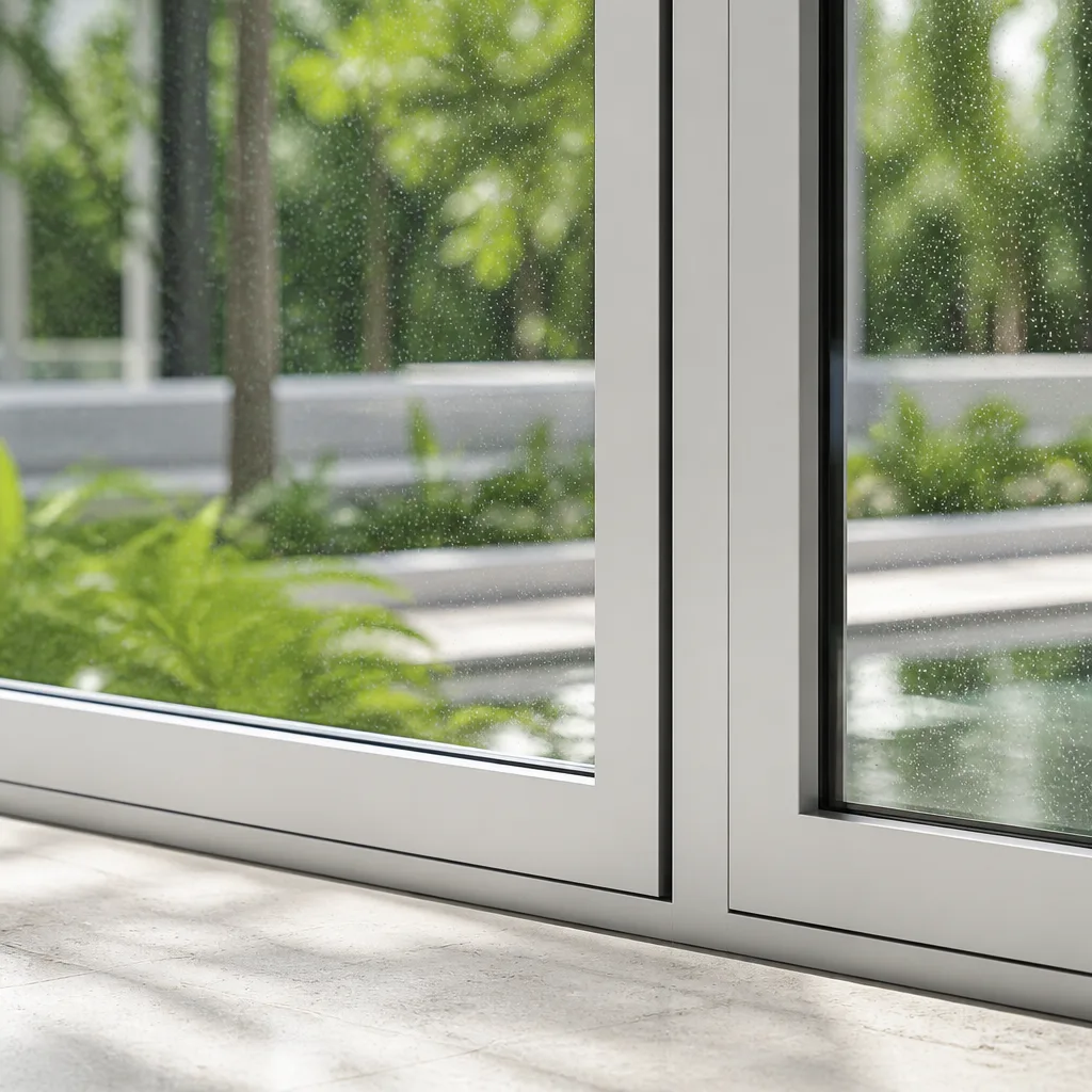Modern aluminum window installation in a bright home interior
